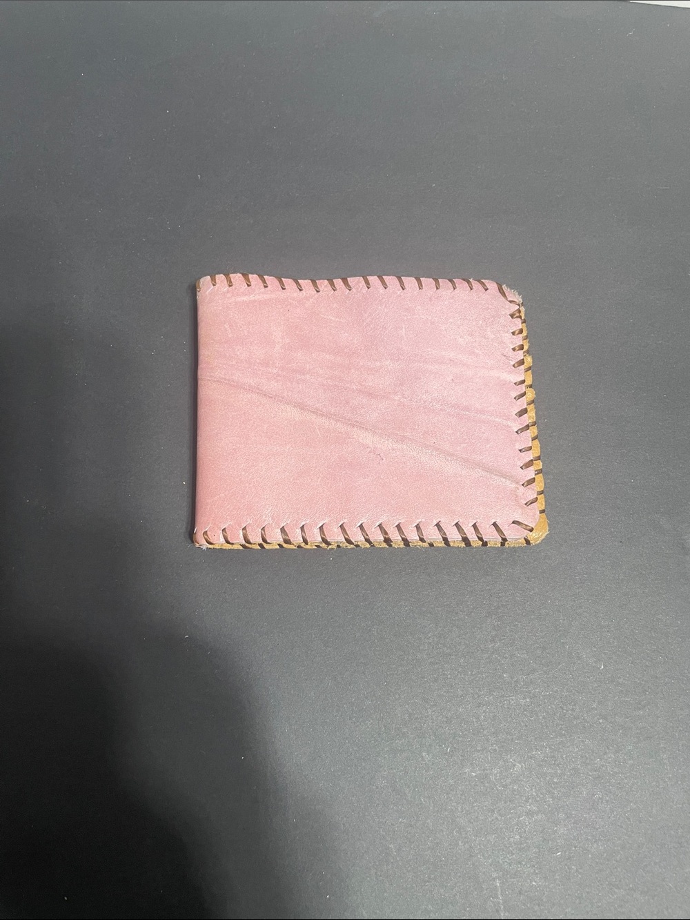💕Leather,  Hand crafted bifold Pink & Tan wallet